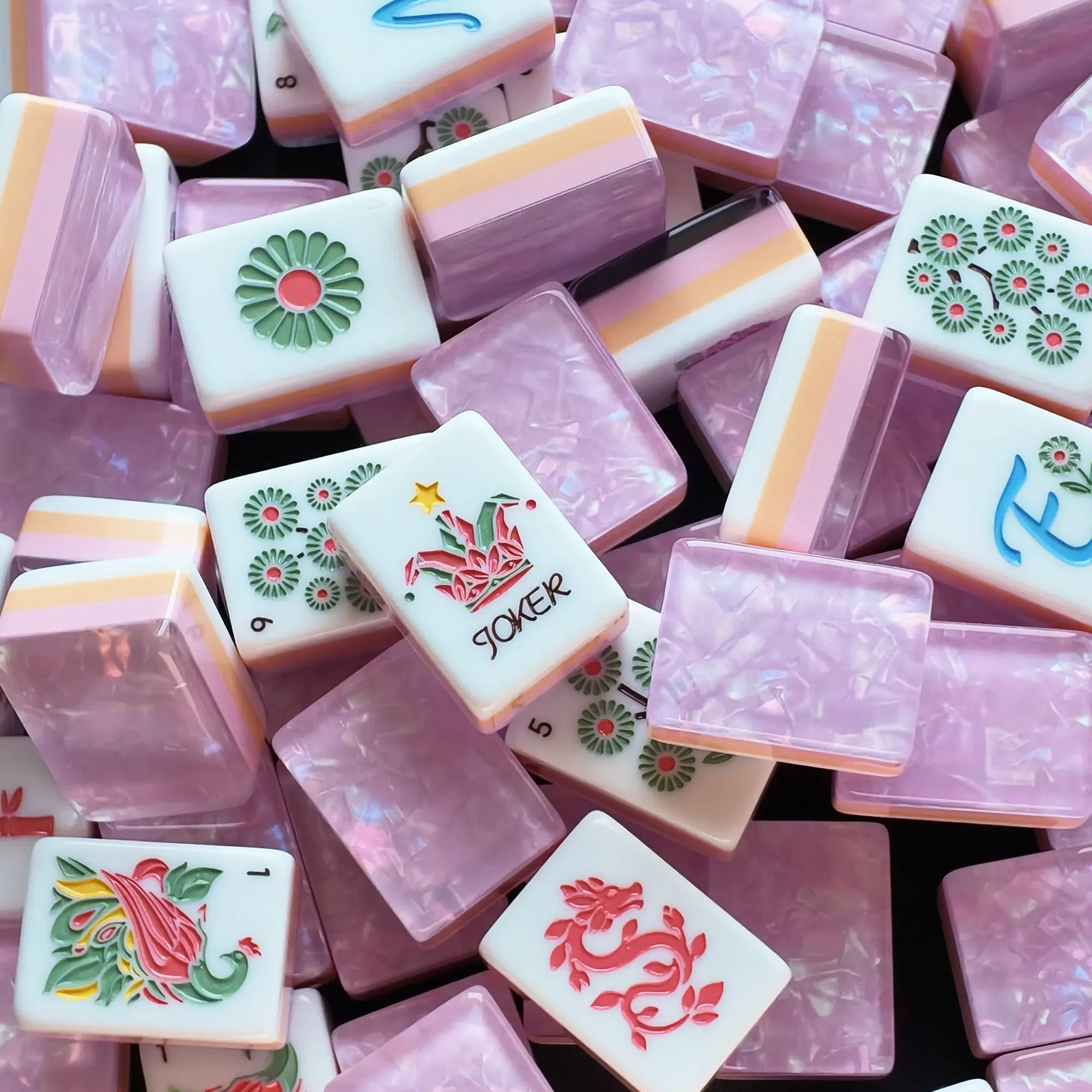American Mahjong Tiles - Blossom Pearlescent Shimmer Backs - 160
