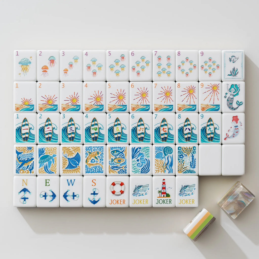 Ocean Coastal Surf Mahjong Tiles