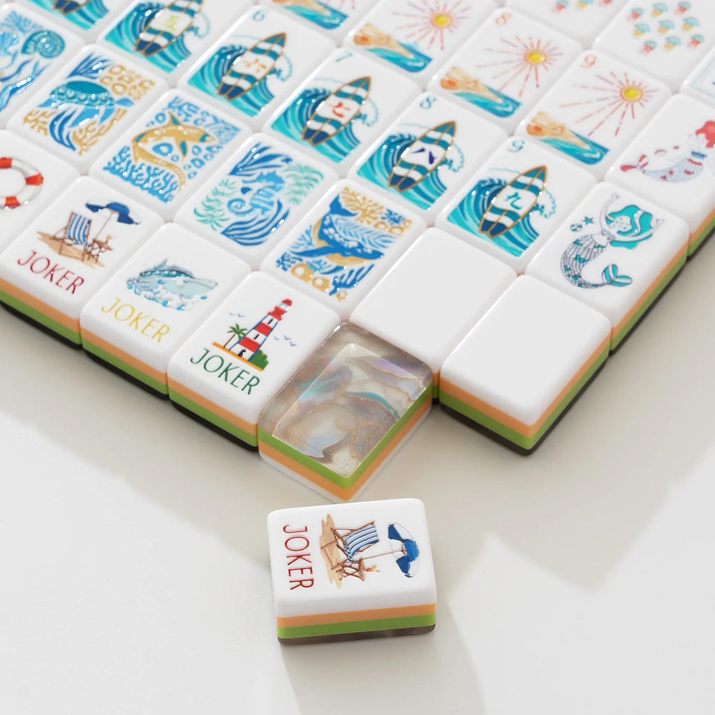 Ocean Coastal Surf Mahjong Tiles