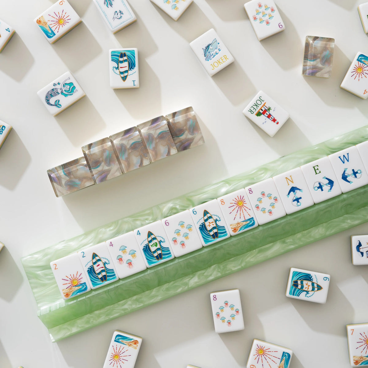 Ocean Coastal Surf Mahjong Tiles