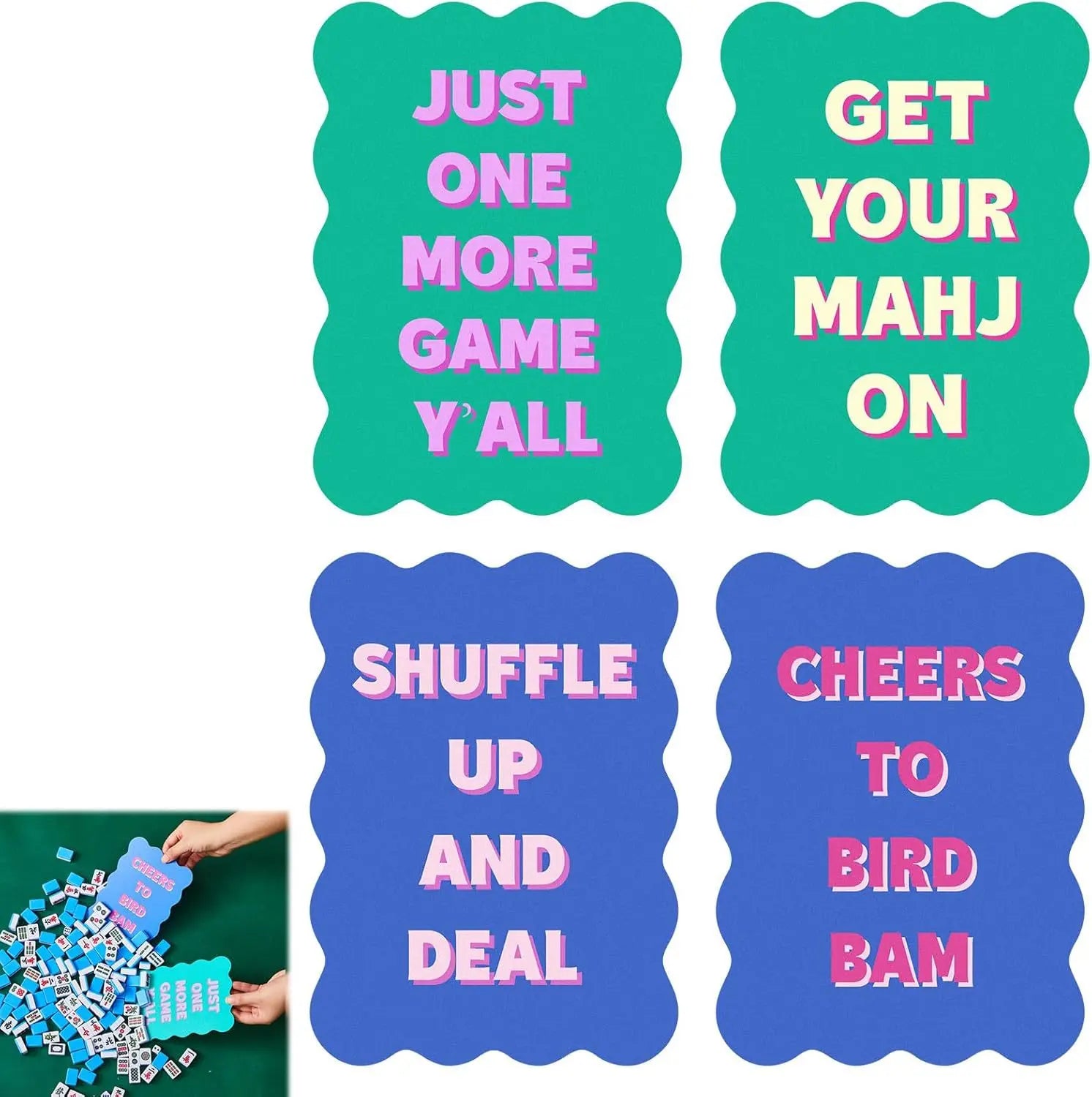 Scalloped Mahjong Shuffling Cards (Set of 4)