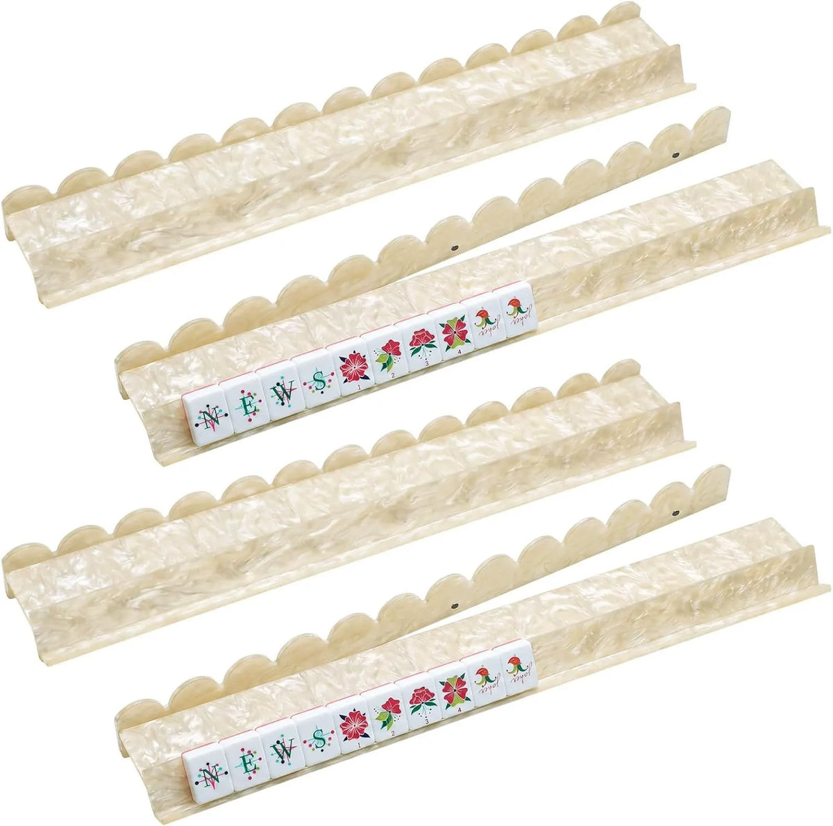 Mother-of-Pearl Acrylic Mahjong Racks Pushers Set of 4