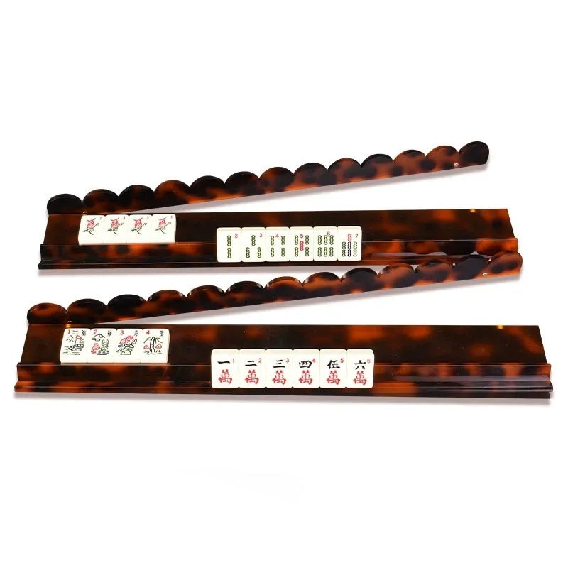 Tortoiseshell Acrylic Mahjong Racks with Pushers 4-Pack