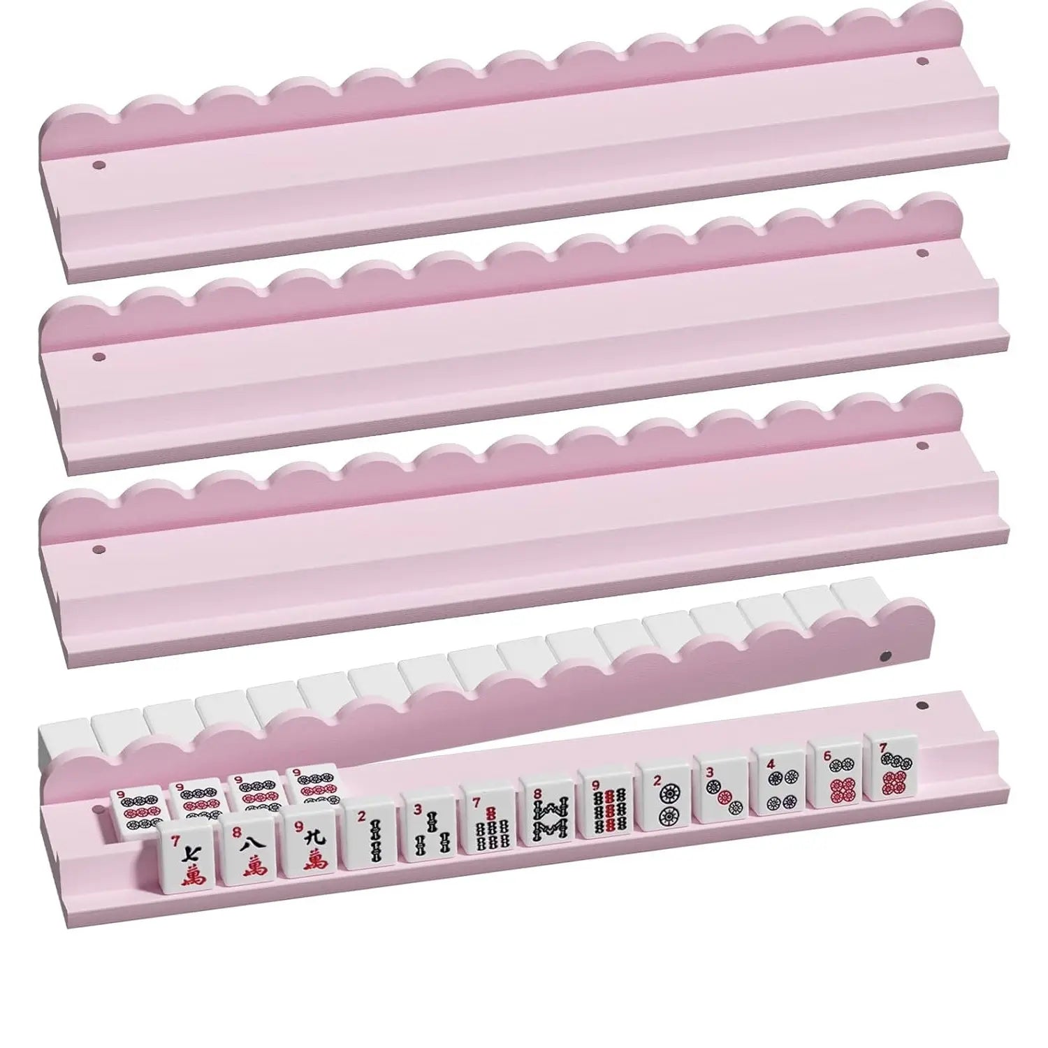 20" Wooden Mahjong Racks with Pushers 4-Pack