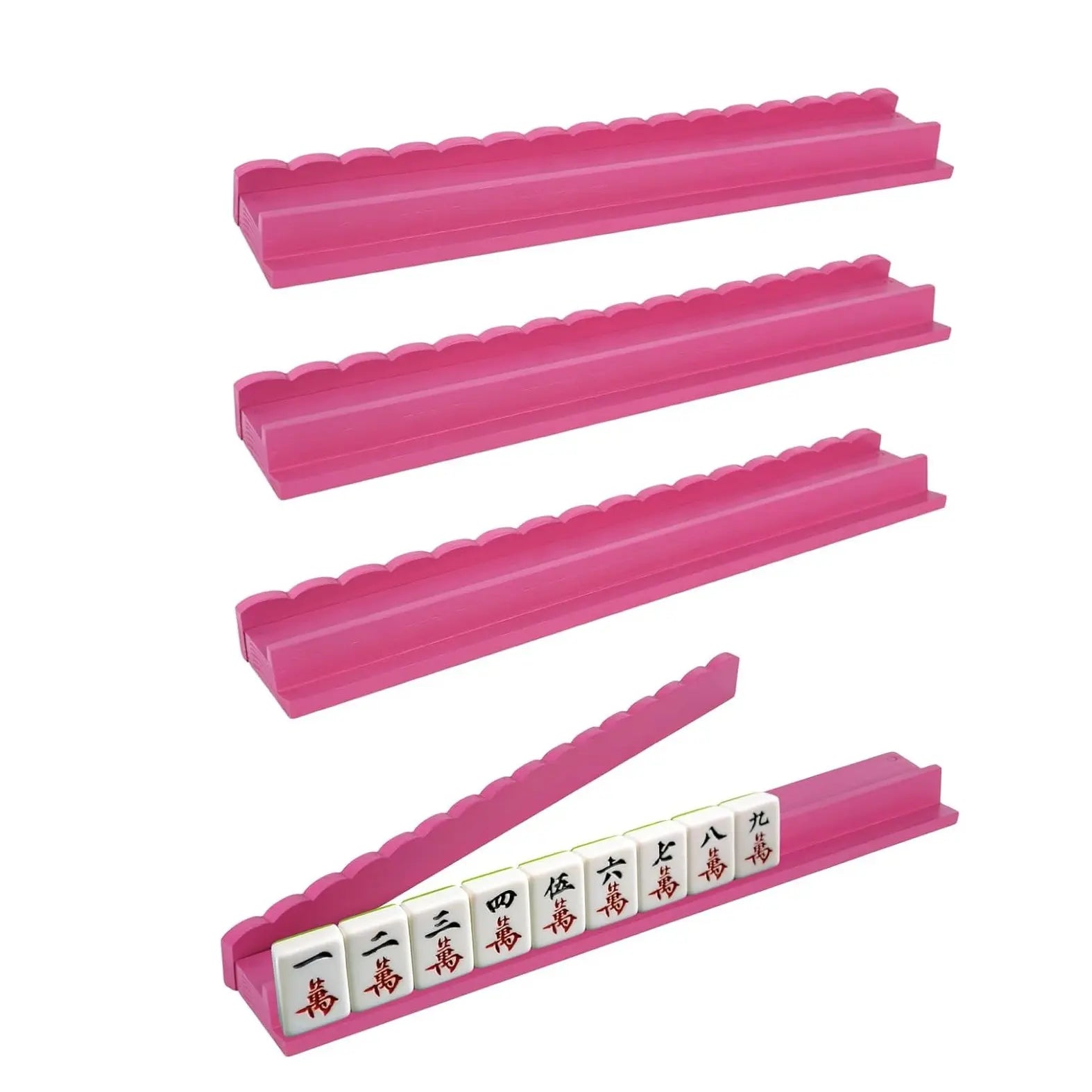 20" Wooden Mahjong Racks with Pushers 4-Pack