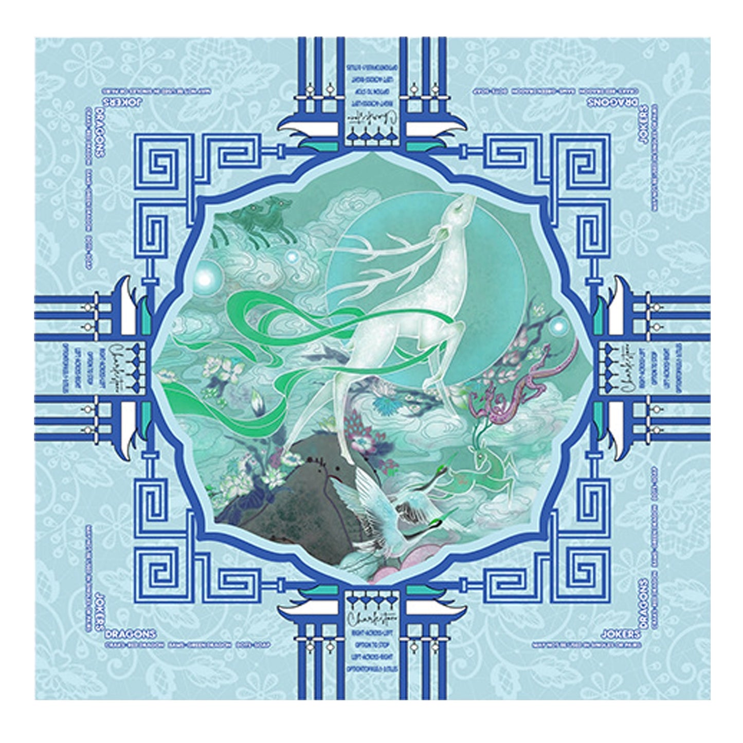 Celestial Stag Chinoiserie Mahjong Mat