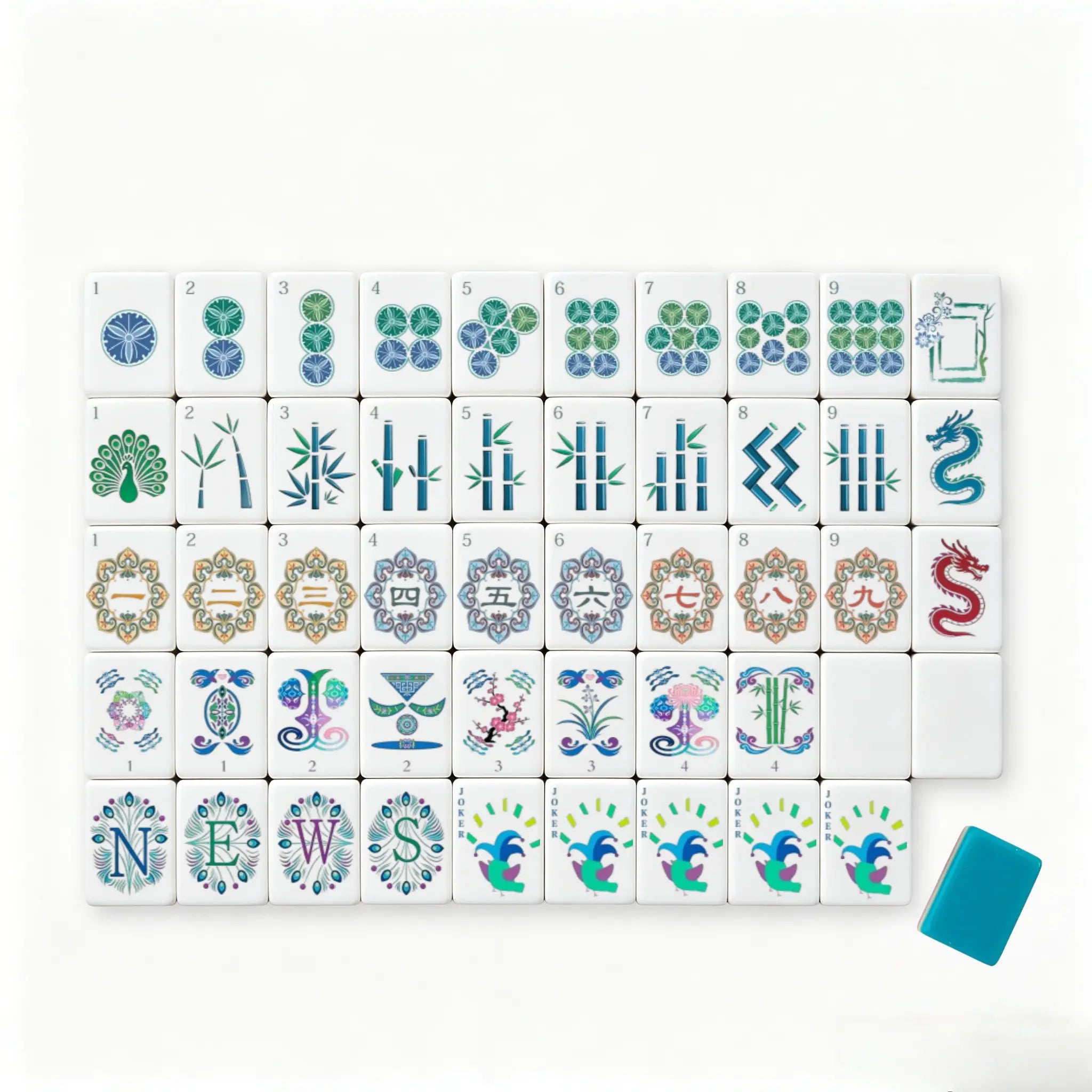 Peacock Plume Garden Mahjong Set