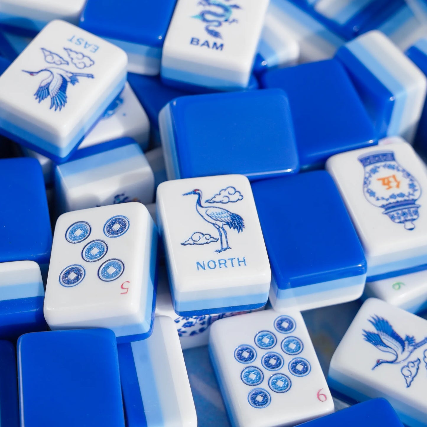 Blue Chinoiserie Mahjong Set