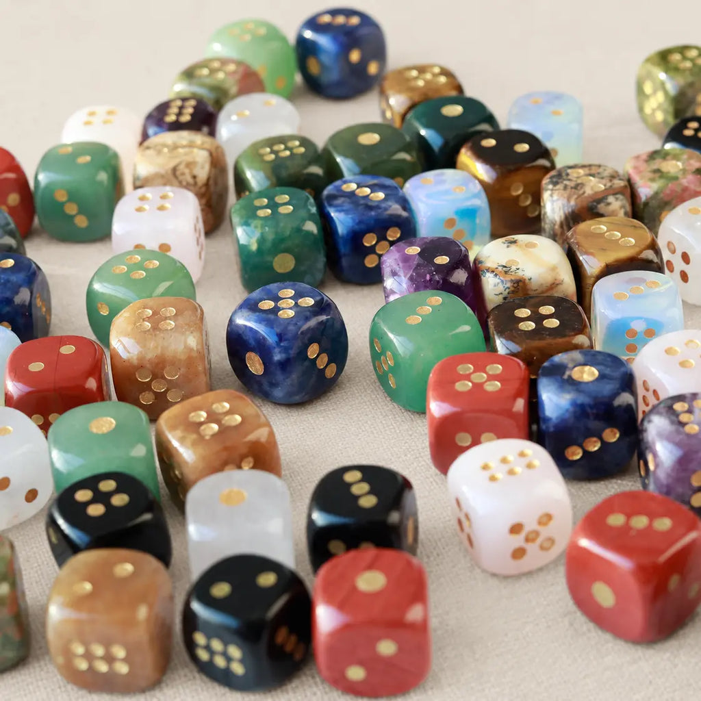 Rounded Corner Natural Gemstone Mahjong Dice