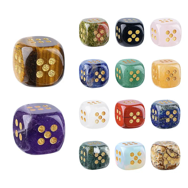 Rounded Corner Natural Gemstone Mahjong Dice