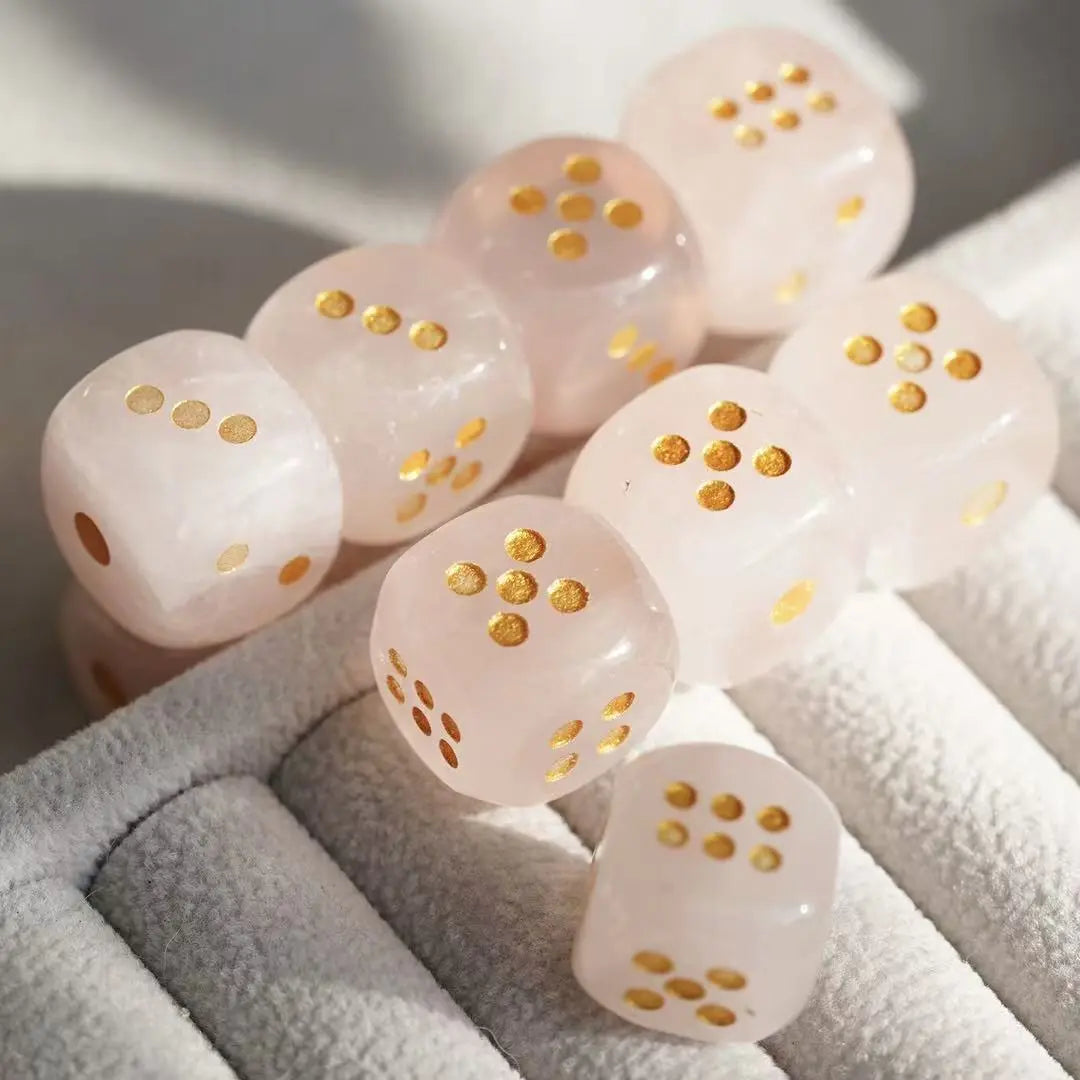 Rounded Corner Natural Gemstone Mahjong Dice