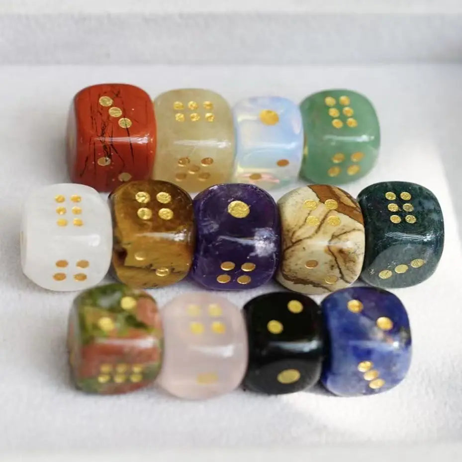 Rounded Corner Natural Gemstone Mahjong Dice
