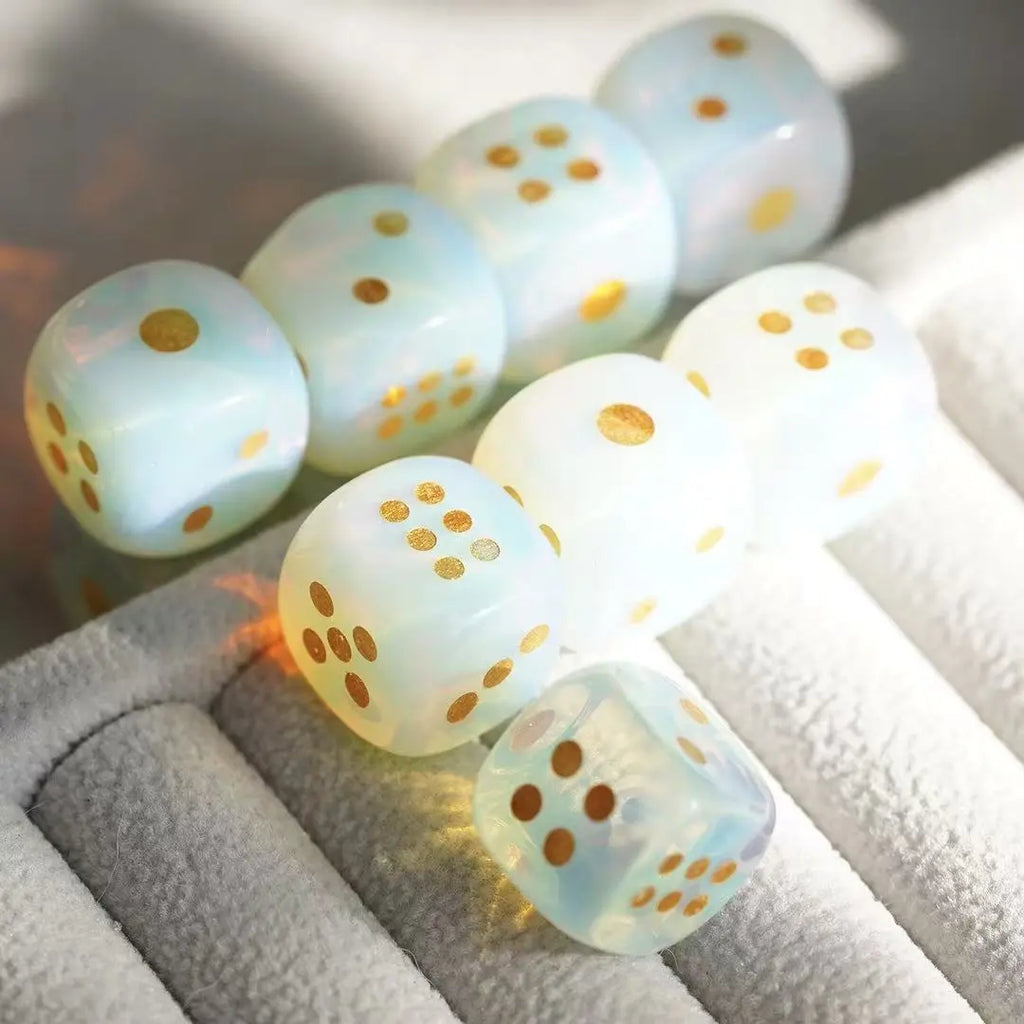 Rounded Corner Natural Gemstone Mahjong Dice