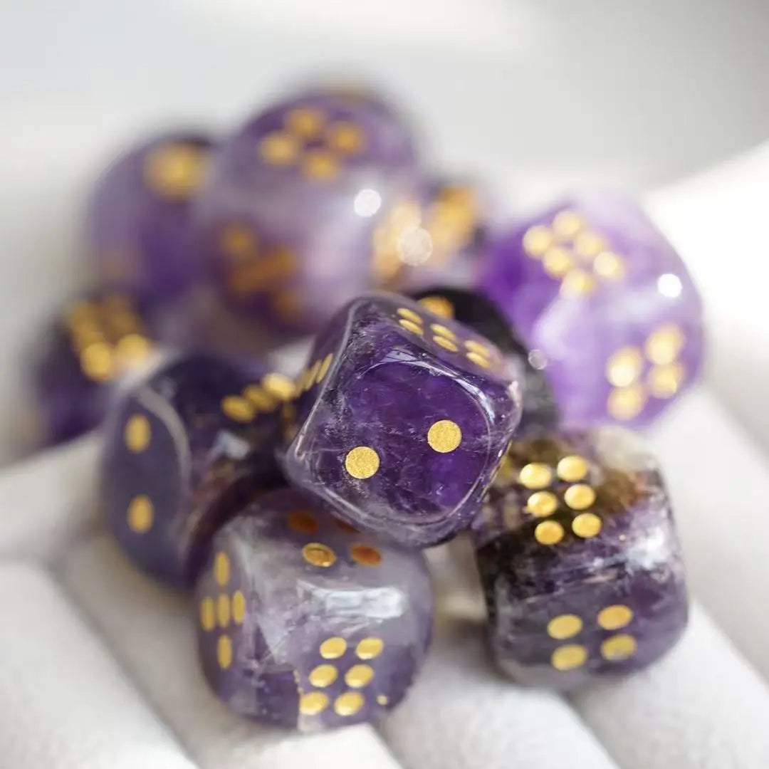 Rounded Corner Natural Gemstone Mahjong Dice