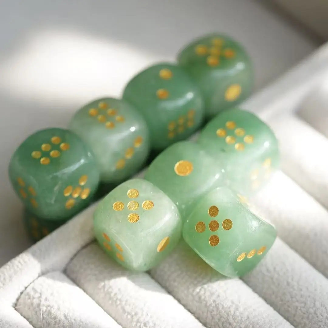 Rounded Corner Natural Gemstone Mahjong Dice