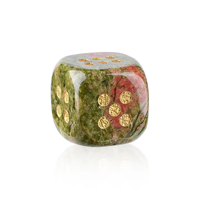Rounded Corner Natural Gemstone Mahjong Dice