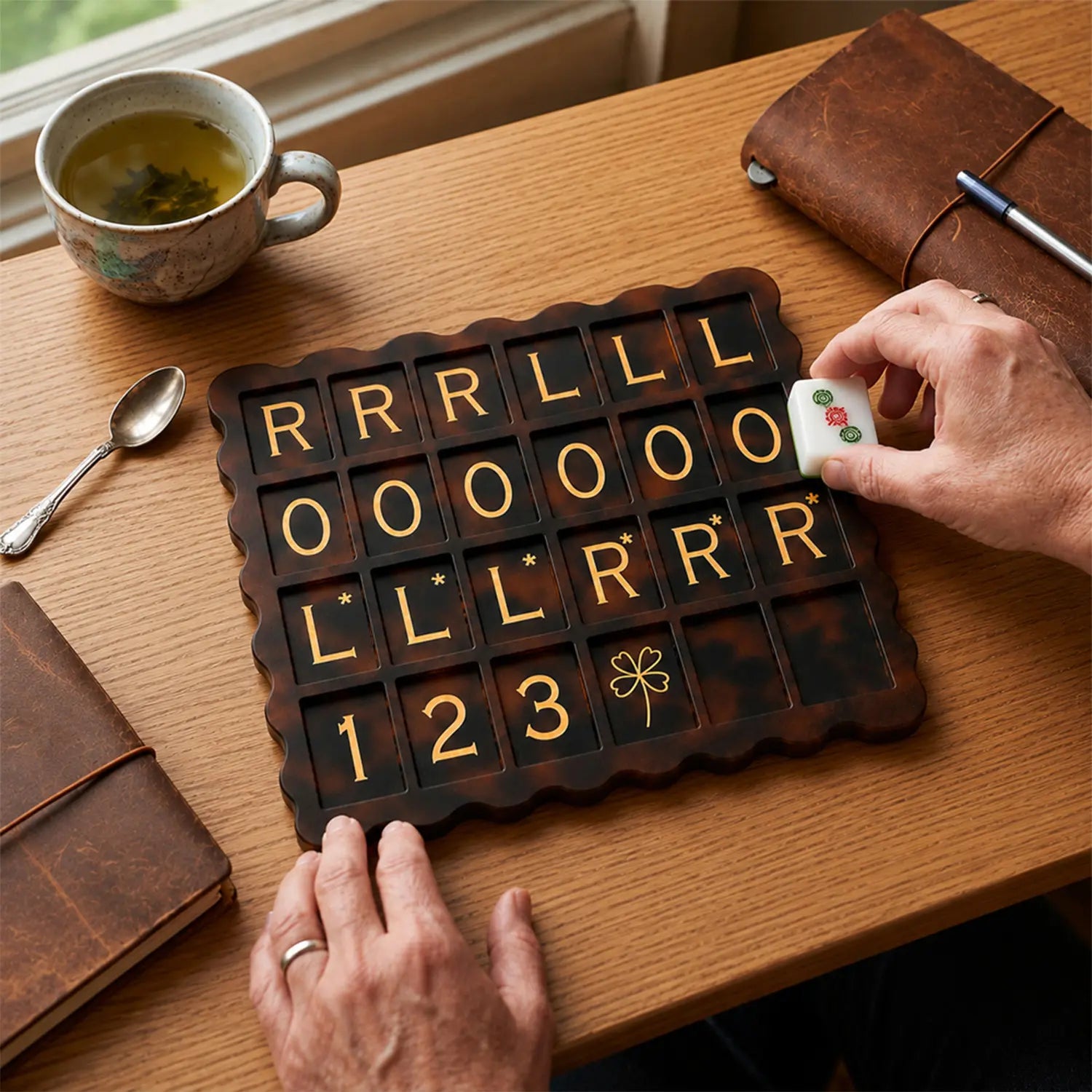 Tortoiseshell Scalloped Mahjong Practice Board