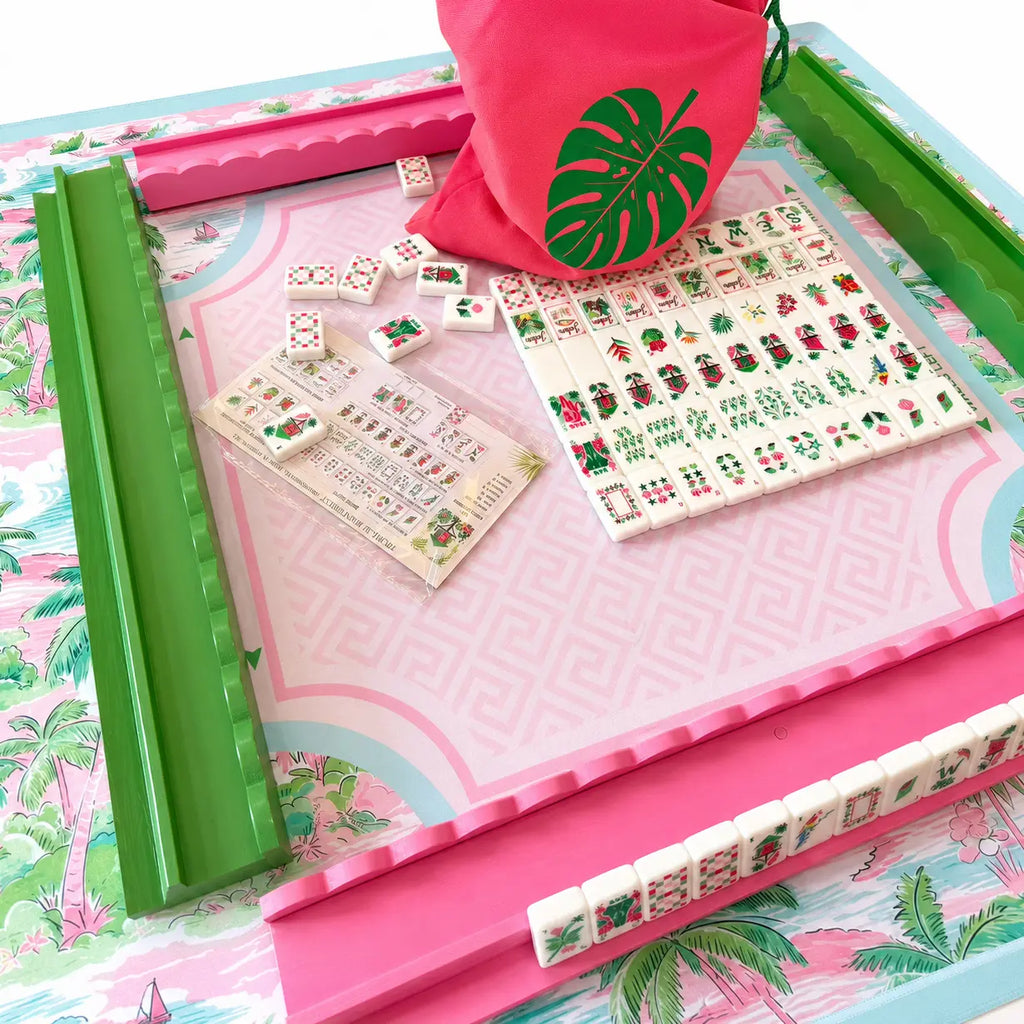 20" Wooden Mahjong Racks with Pushers 4-Pack