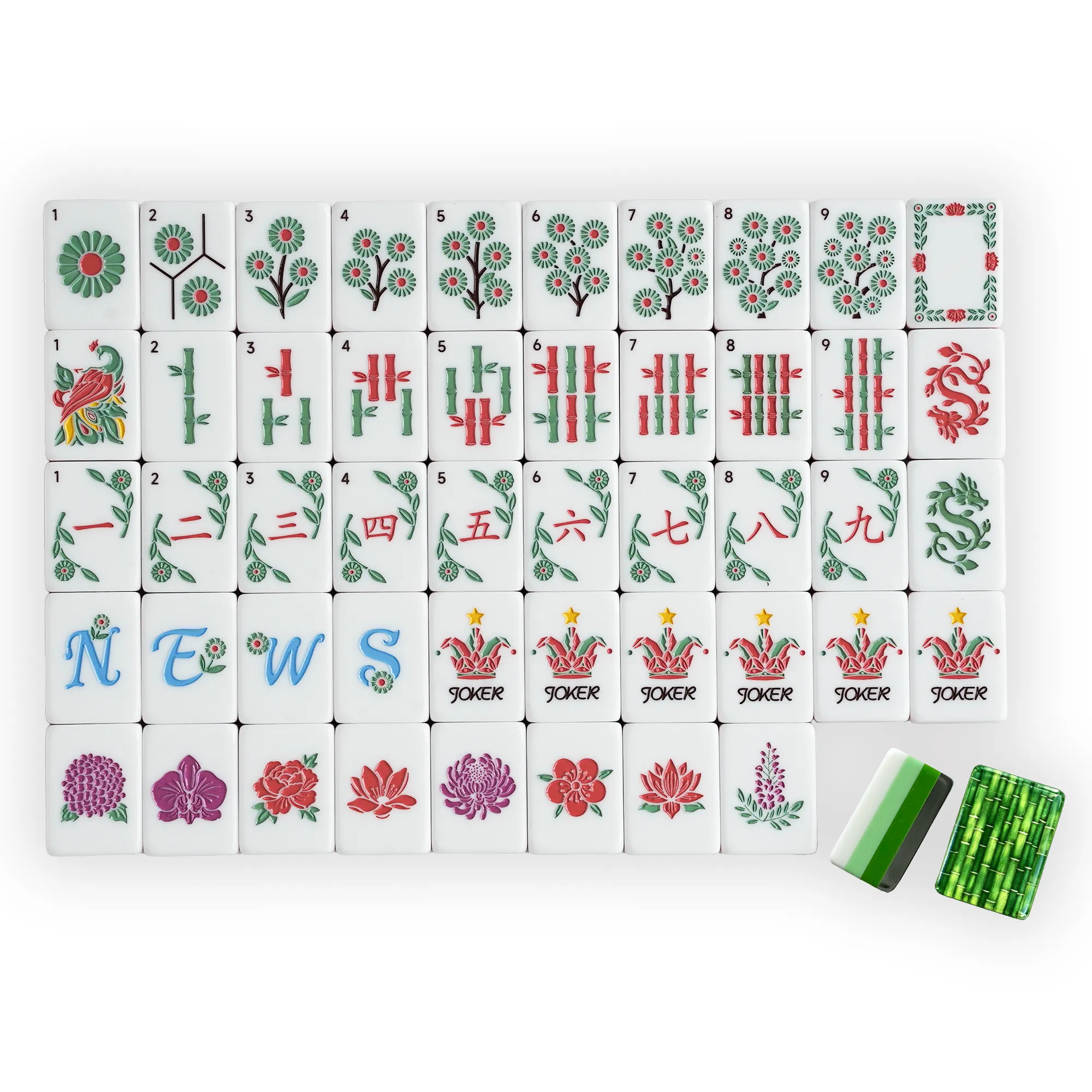 Green Bamboo Grove Mahjong Set