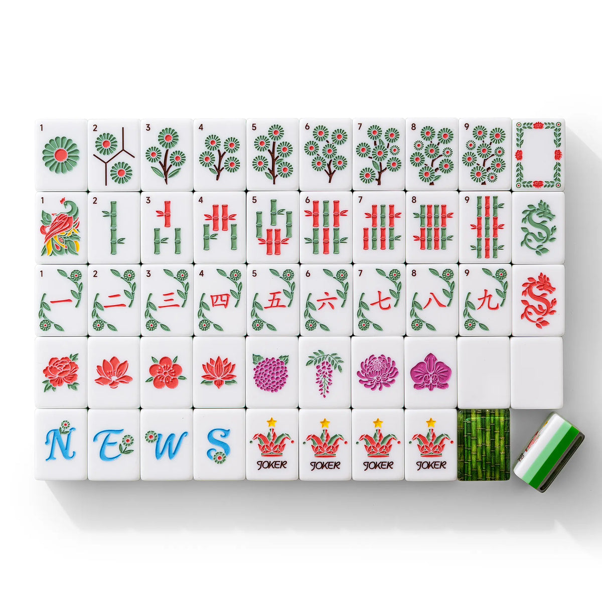 Green Bamboo Grove Mahjong Tiles