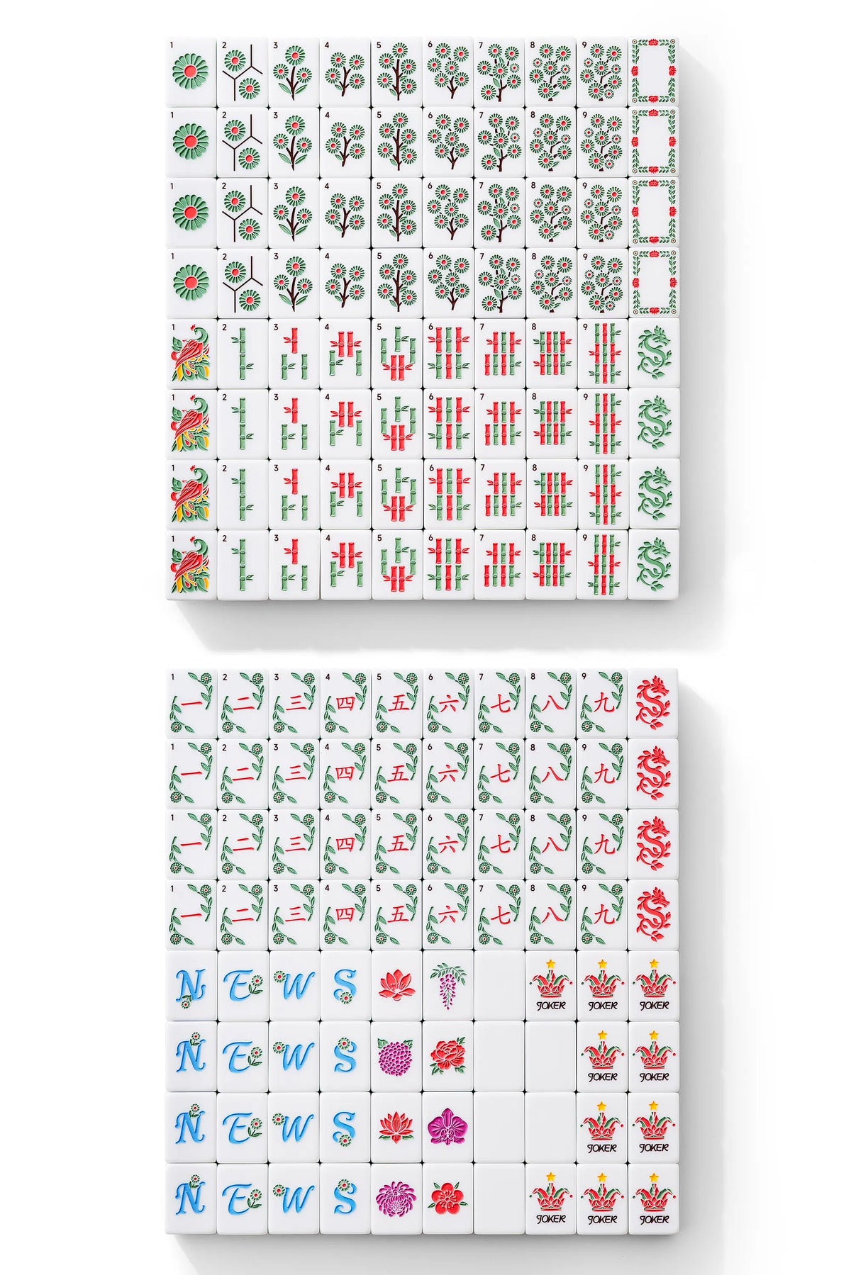 Green Bamboo Grove Mahjong Tiles