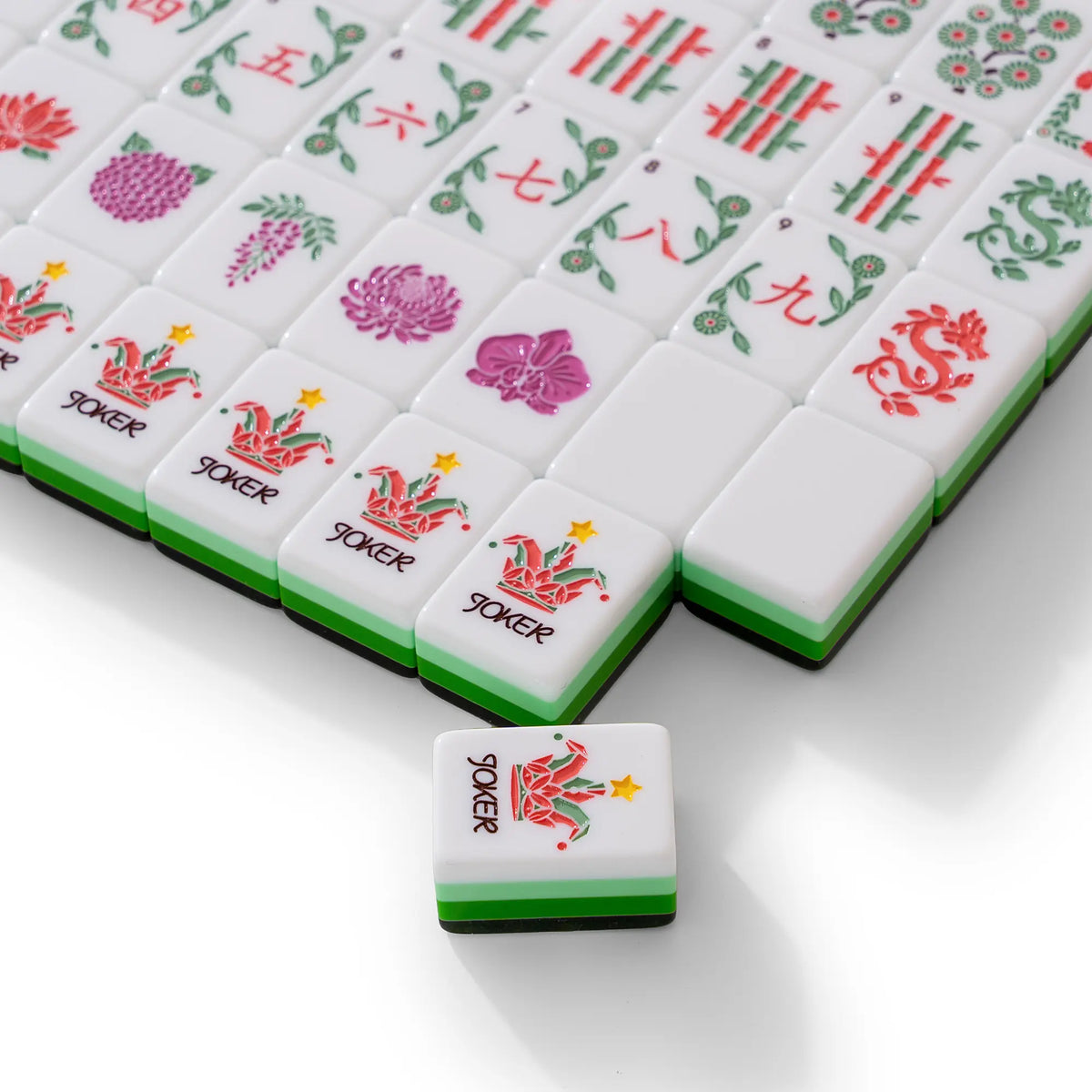 Green Bamboo Grove Mahjong Tiles