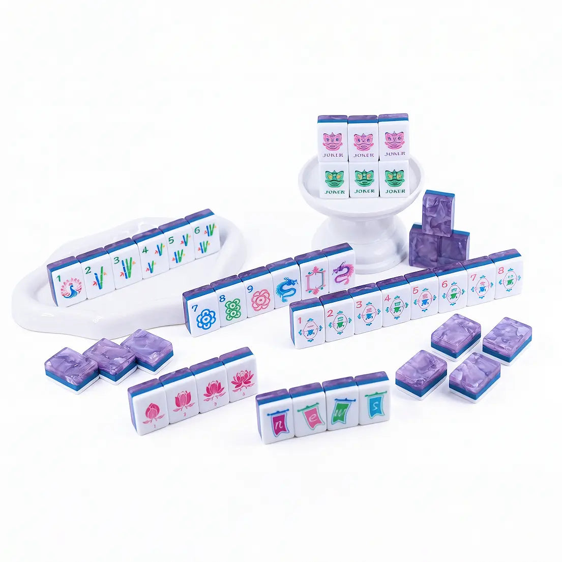 Royal Purple Lotus Mahjong Set