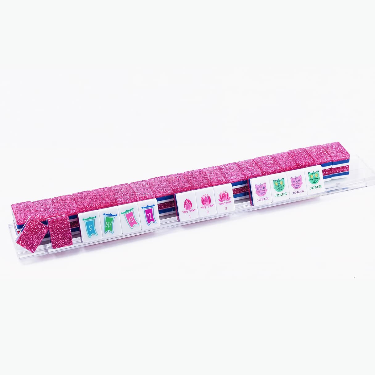 Magenta Glitter Water Lily Mahjong Set