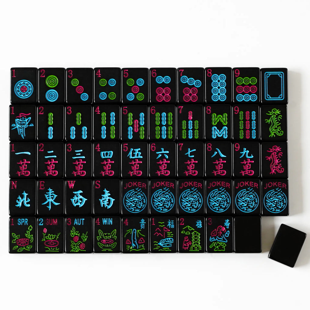Neon Midnight Melamine Mahjong Set