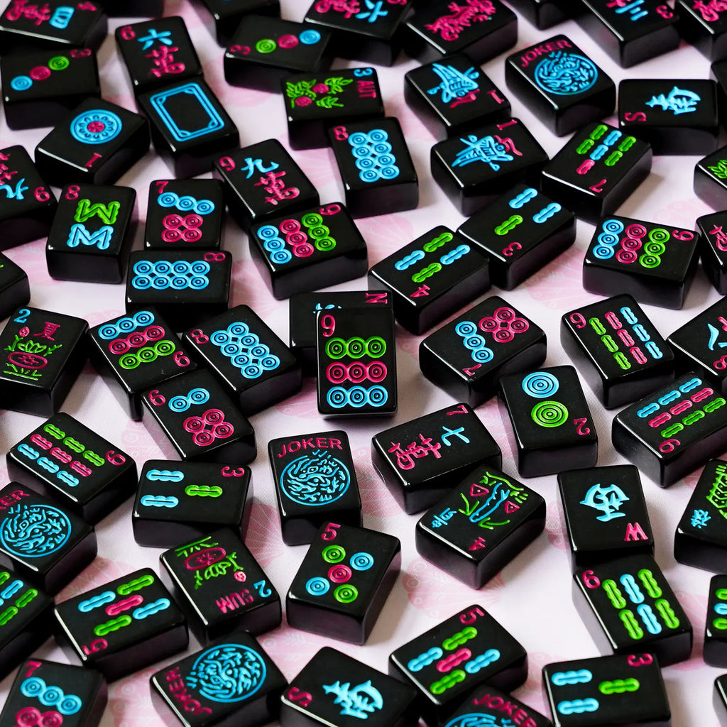 Neon Midnight Melamine Mahjong Set