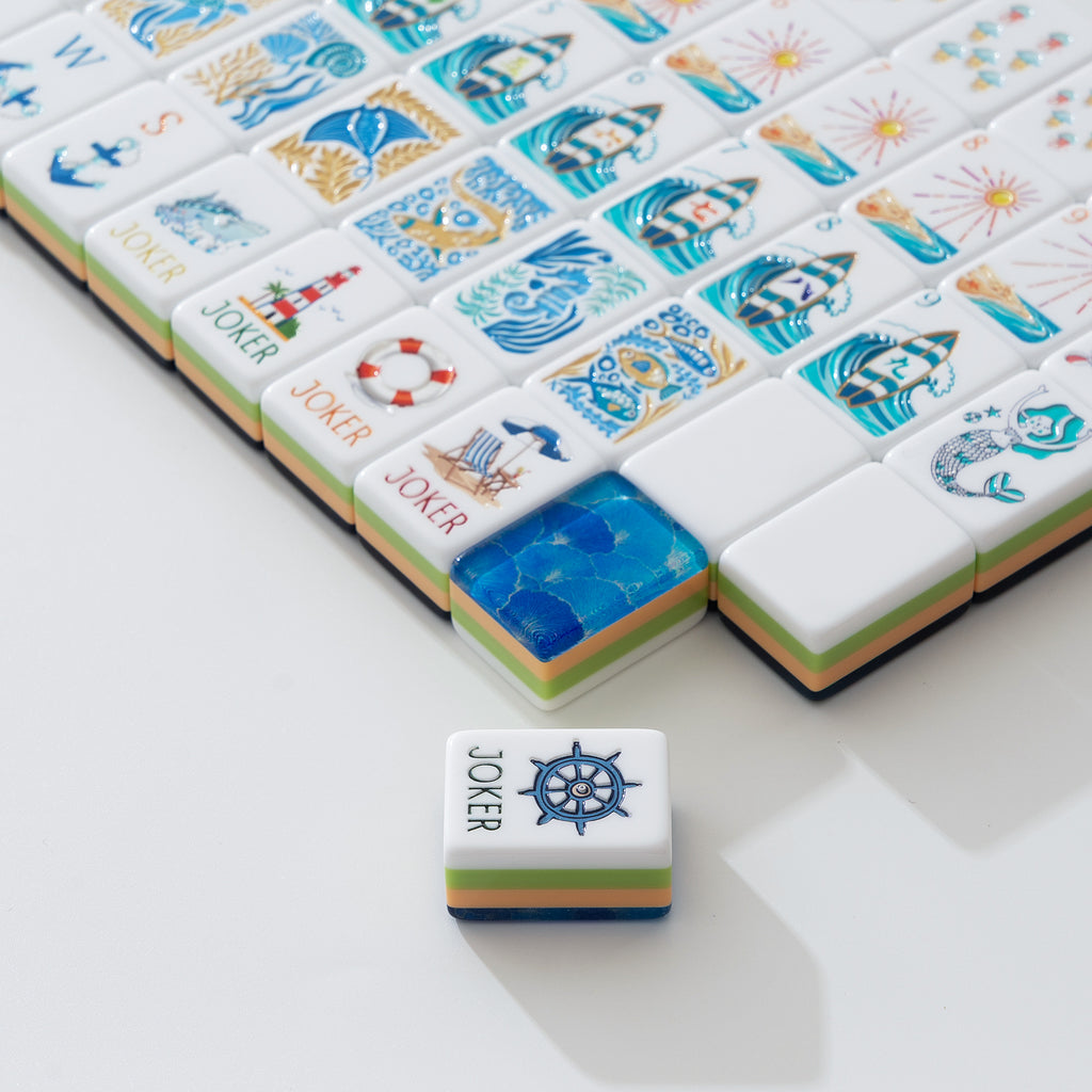 Ocean Coastal Surf Mahjong Tiles