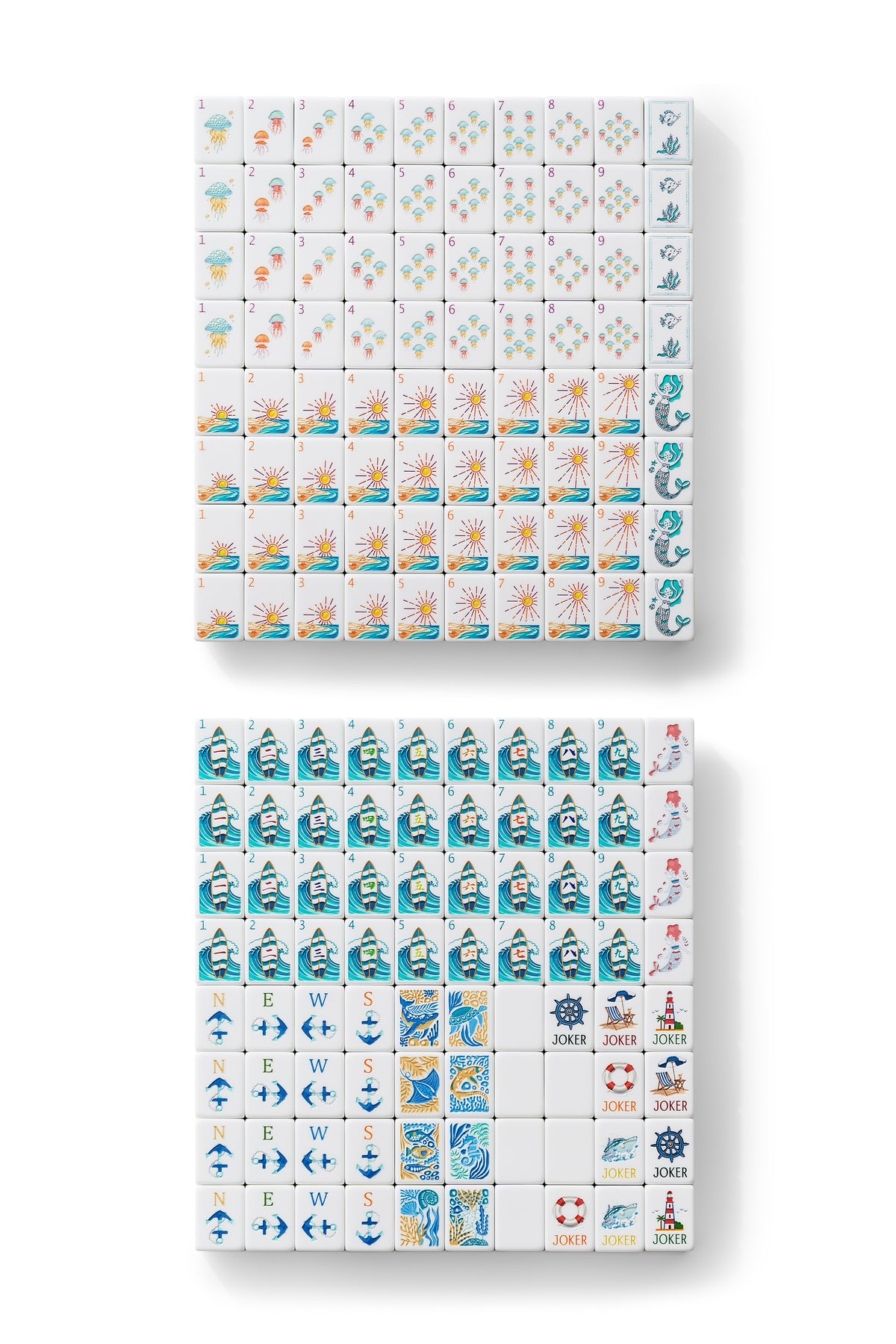 Ocean Coastal Surf Mahjong Tiles