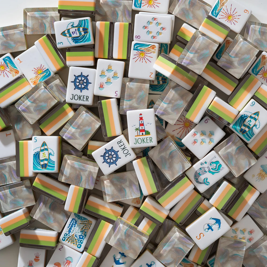 Ocean Coastal Surf Mahjong Tiles
