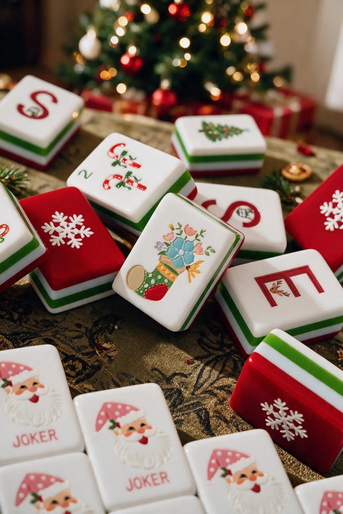 Jolly Santa Christmas Mahjong Tiles