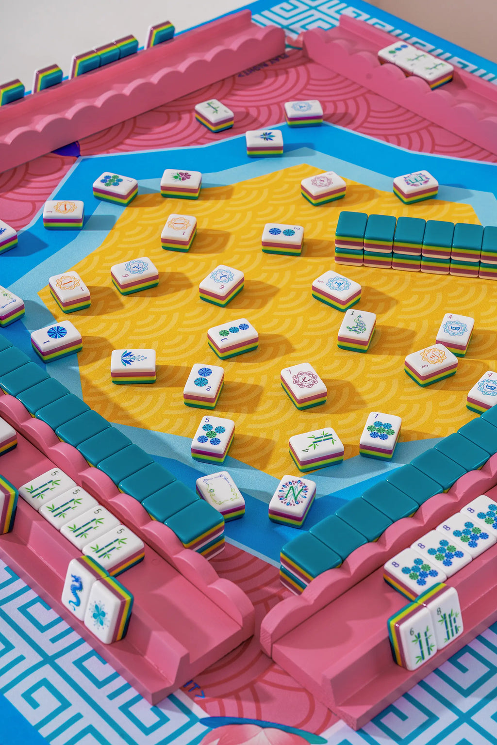 Peacock Teal Imperial Botanical Mahjong Tiles