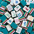 Peacock Teal Imperial Botanical Mahjong Tiles