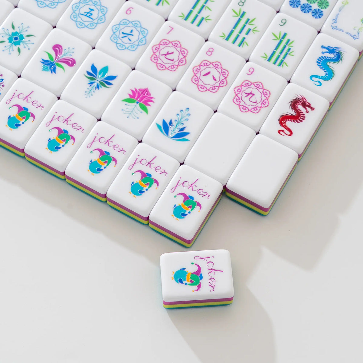Peacock Teal Imperial Botanical Mahjong Tiles