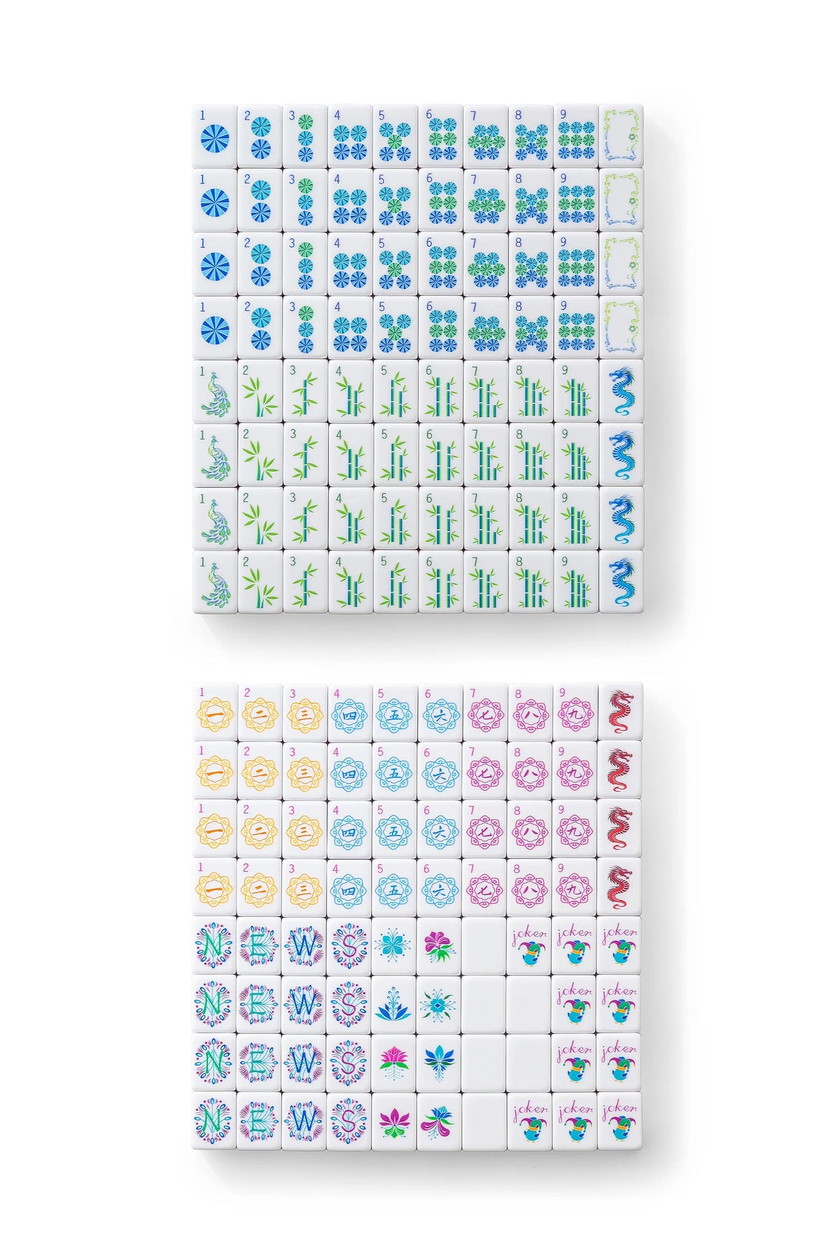 Peacock Teal Imperial Botanical Mahjong Tiles