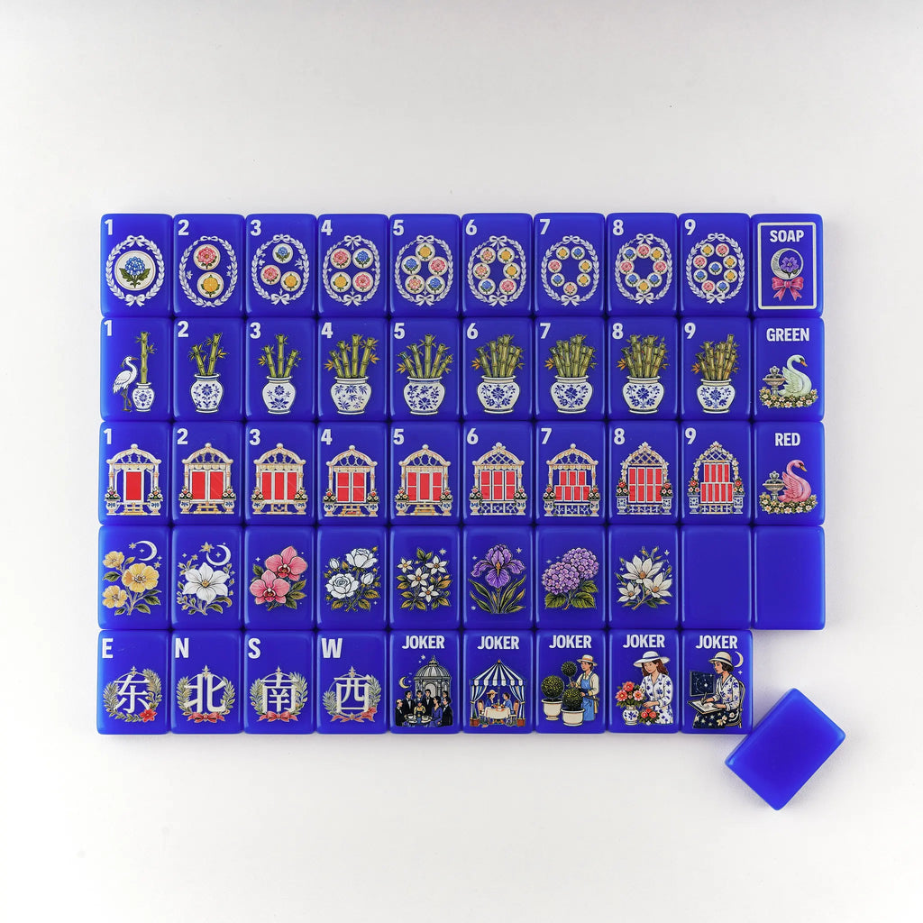 Garden Soirée Cobalt Blue Mahjong Set