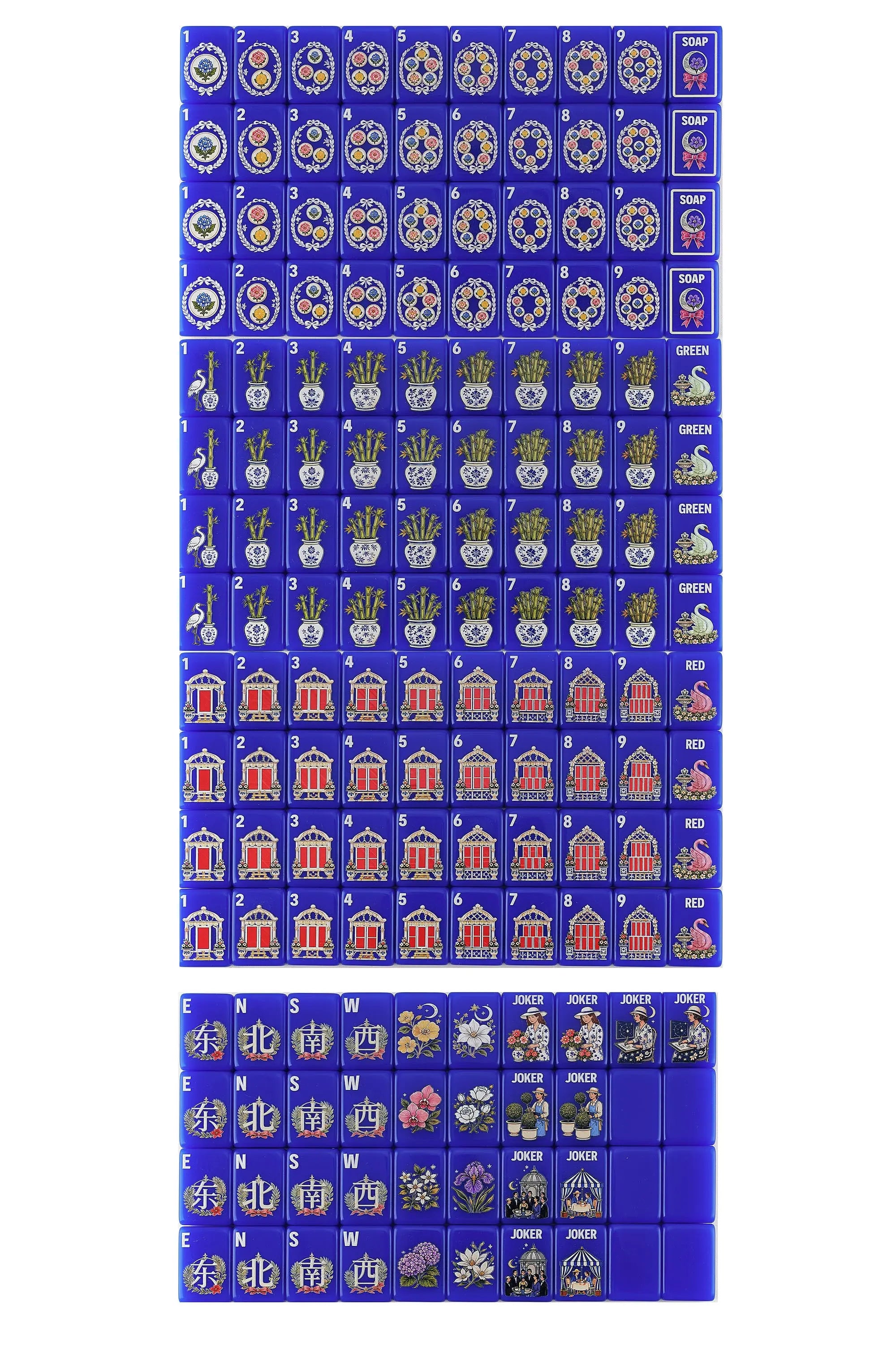 Garden Soirée Cobalt Blue Mahjong Set