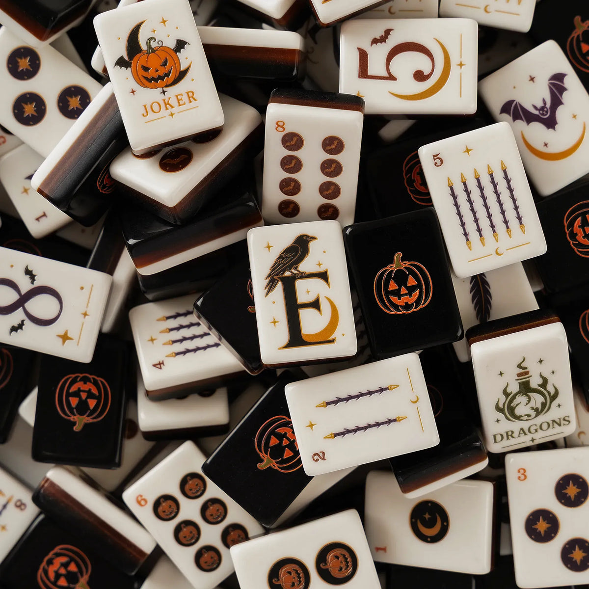 Midnight Witchcraft Halloween Mahjong Tiles