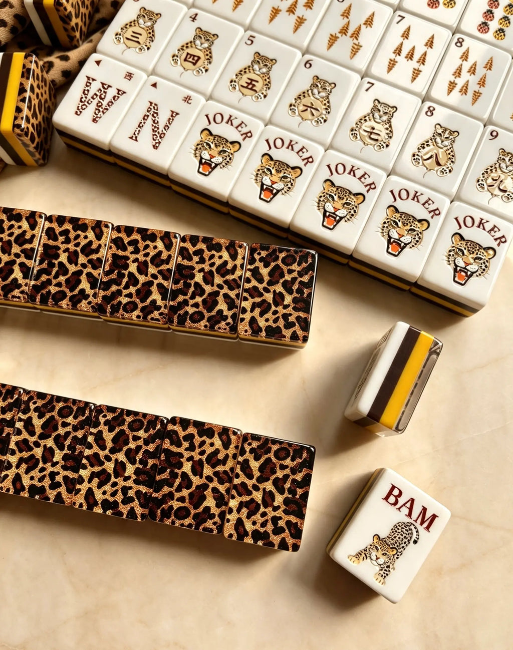 Glitter Leopard Wildwood Mahjong Set