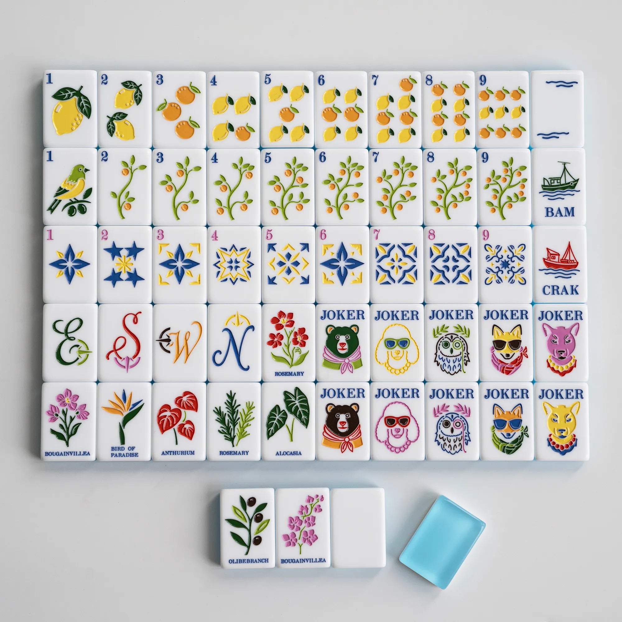 Blue Jelly Coastal Citrus Grove Mahjong Set