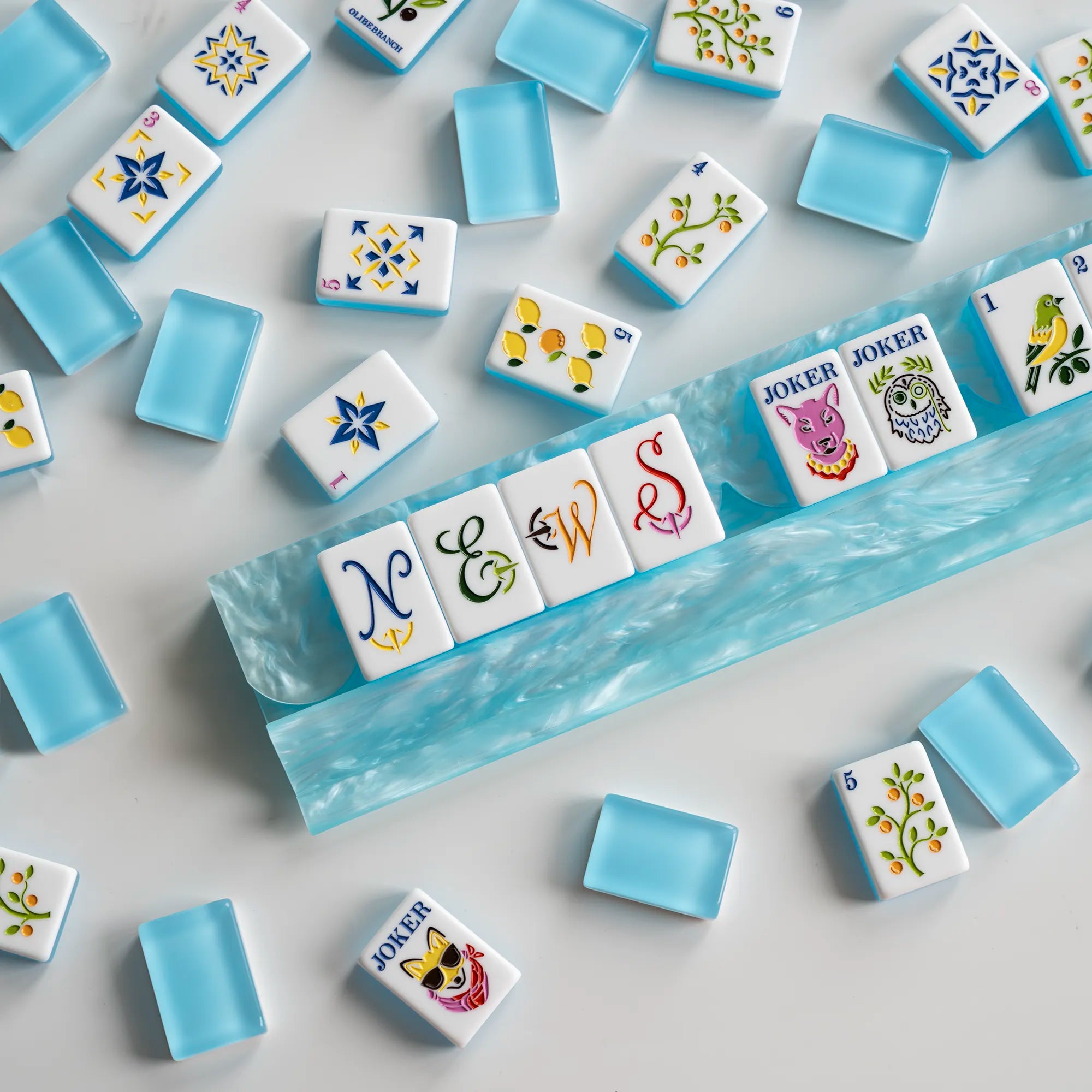 Blue Jelly Coastal Citrus Grove Mahjong Set