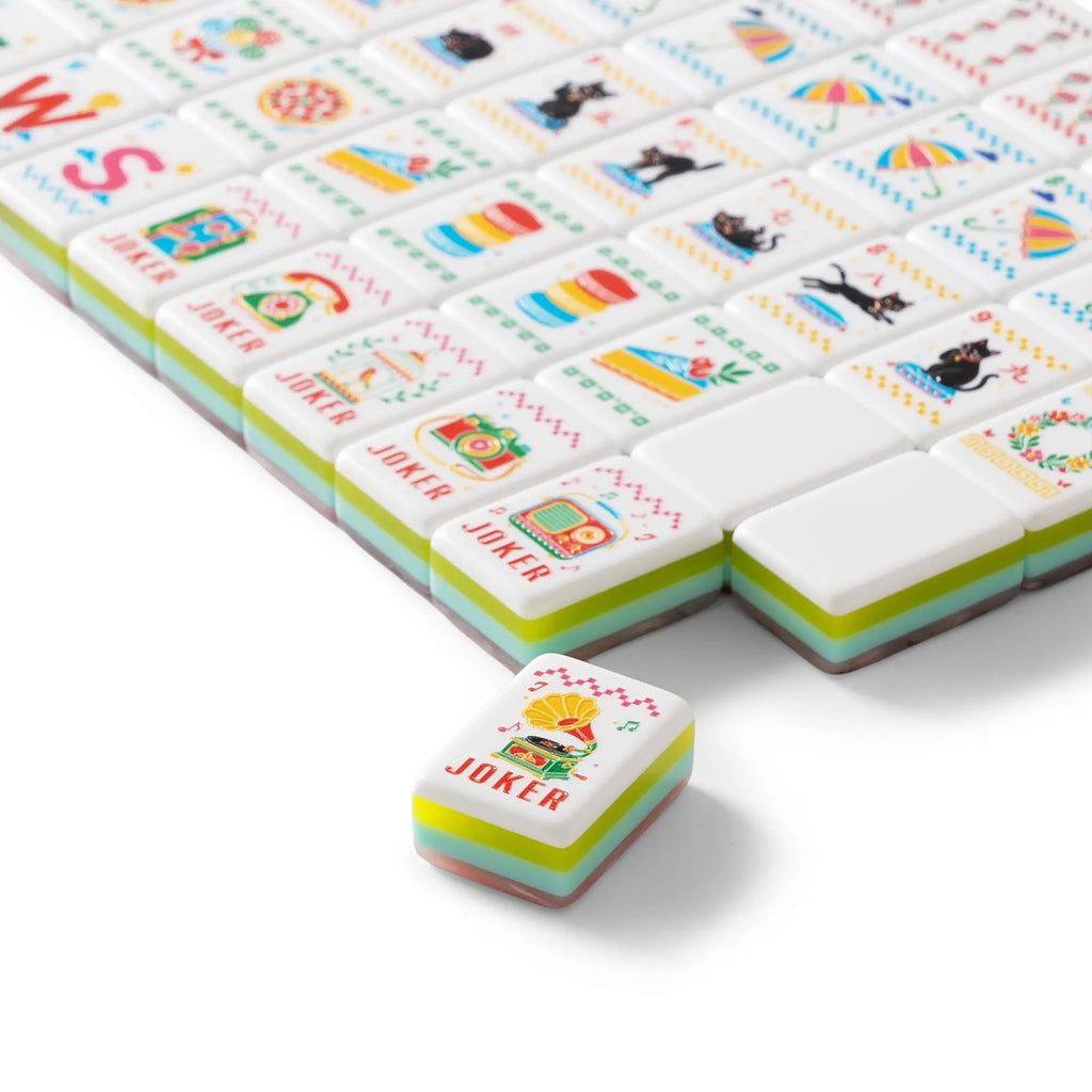 Retro Pop Black Cat Balloon Mahjong Tiles