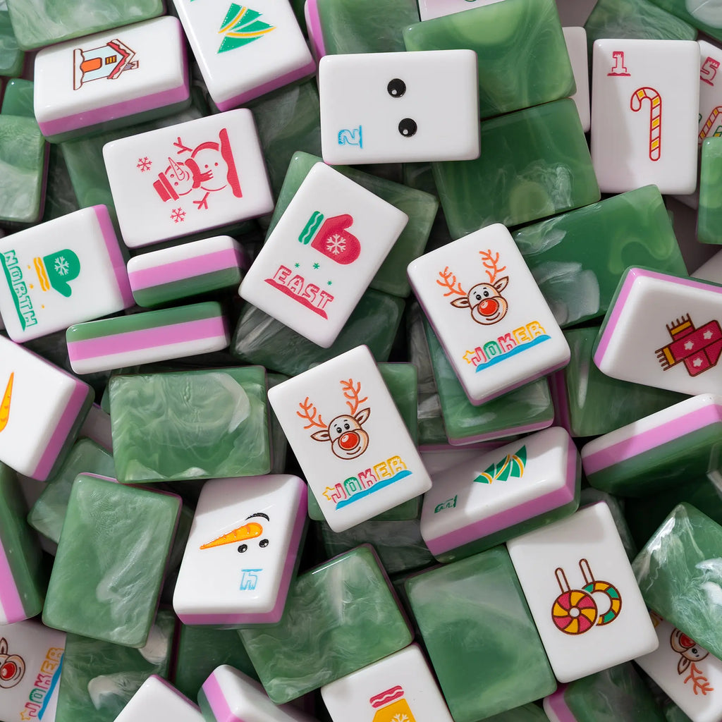 Emerald Reindeer Christmas Mahjong Tiles