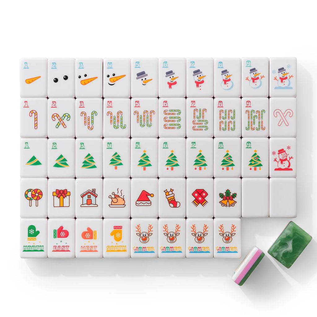 Emerald Reindeer Christmas Mahjong Tiles