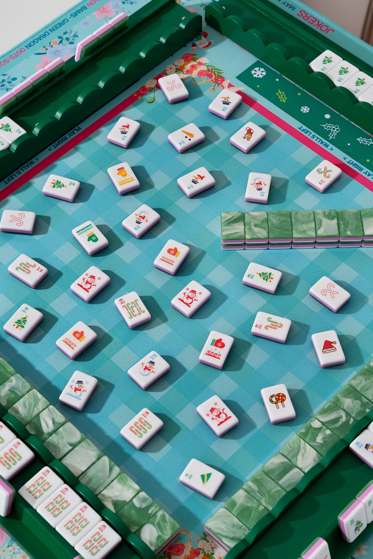 Emerald Reindeer Christmas Mahjong Tiles