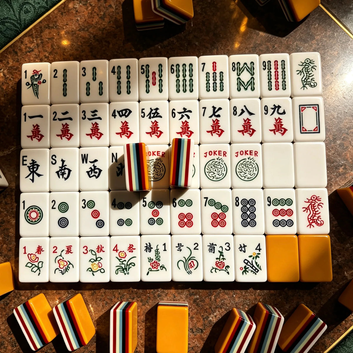 Classic Rainbow Stripe American Mahjong Tiles