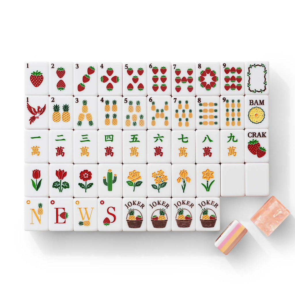 Strawberry Pineapple Shimmer Mahjong Tiles
